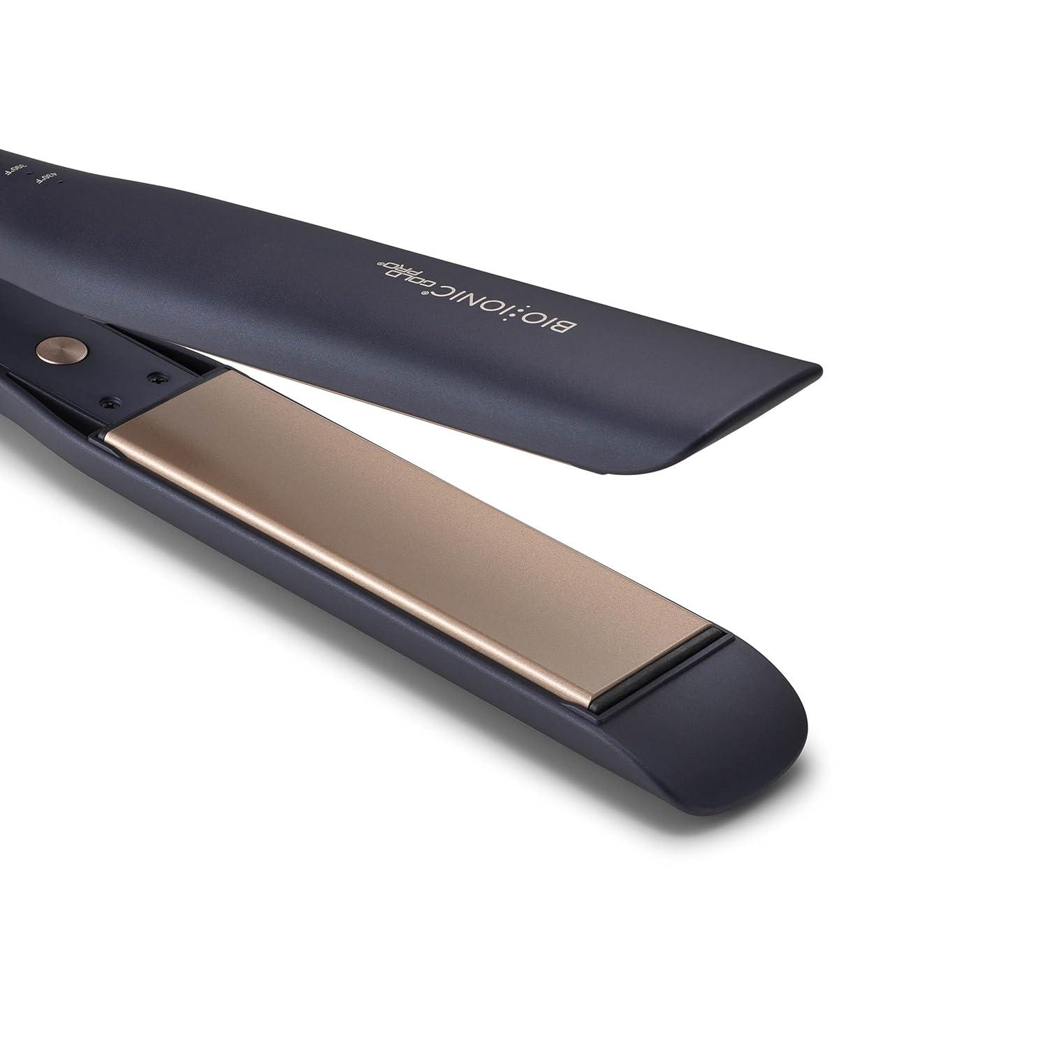imageBio Ionic GoldPro Hair Straightener Blue Moisturizing Heat Technology amp 24K Gold MX Hair Straightening Iron for Sleek Styles amp Flat Iron Curls 40 Longer Plates Adjustable HeatBlue