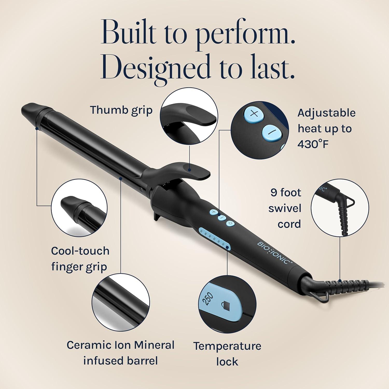imageBio Ionic Long Barrel StylerCurling Iron with Moisture Heat Technology amp NanoIonic MX Verstatile Curling WandBlack