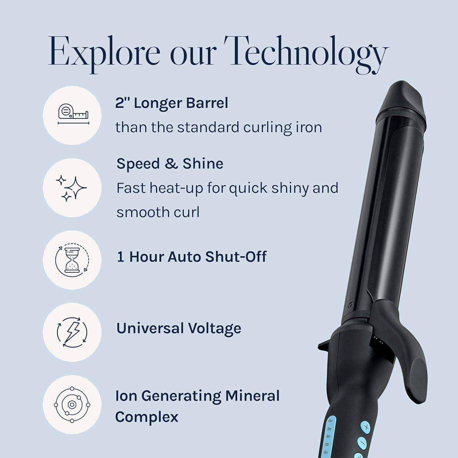 imageBio Ionic Long Barrel StylerCurling Iron with Moisture Heat Technology amp NanoIonic MX Verstatile Curling WandBlack