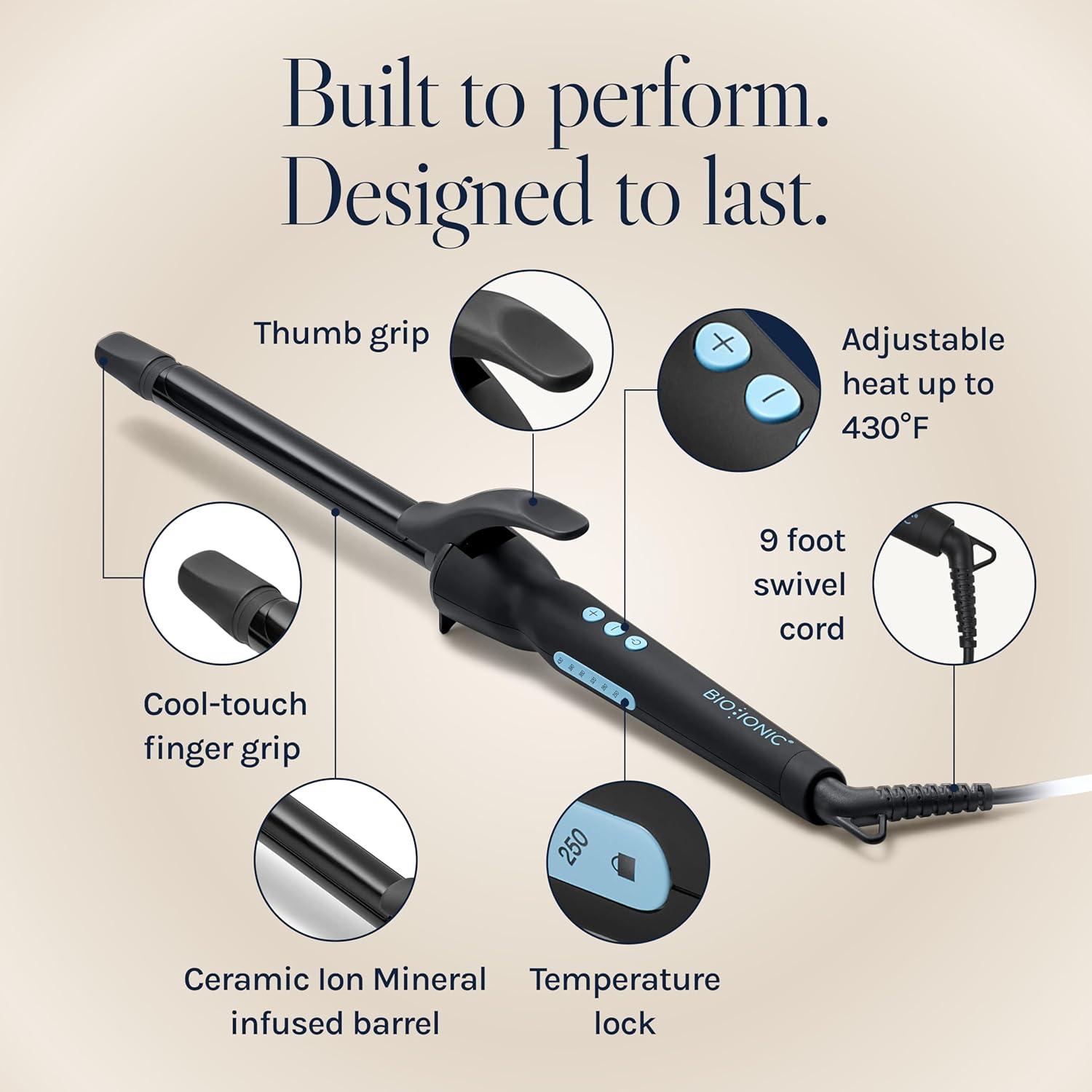 imageBio Ionic Long Barrel StylerCurling Iron with Moisture Heat Technology amp NanoIonic MX Verstatile Curling WandBlack