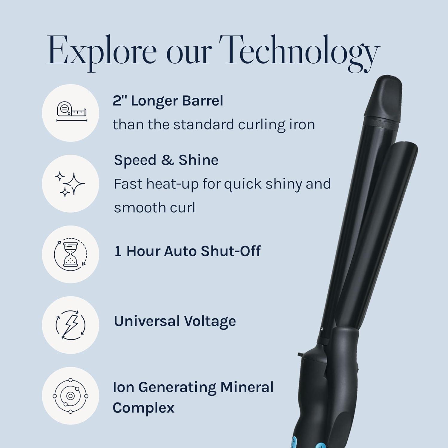 imageBio Ionic Long Barrel StylerCurling Iron with Moisture Heat Technology amp NanoIonic MX Verstatile Curling WandBlack