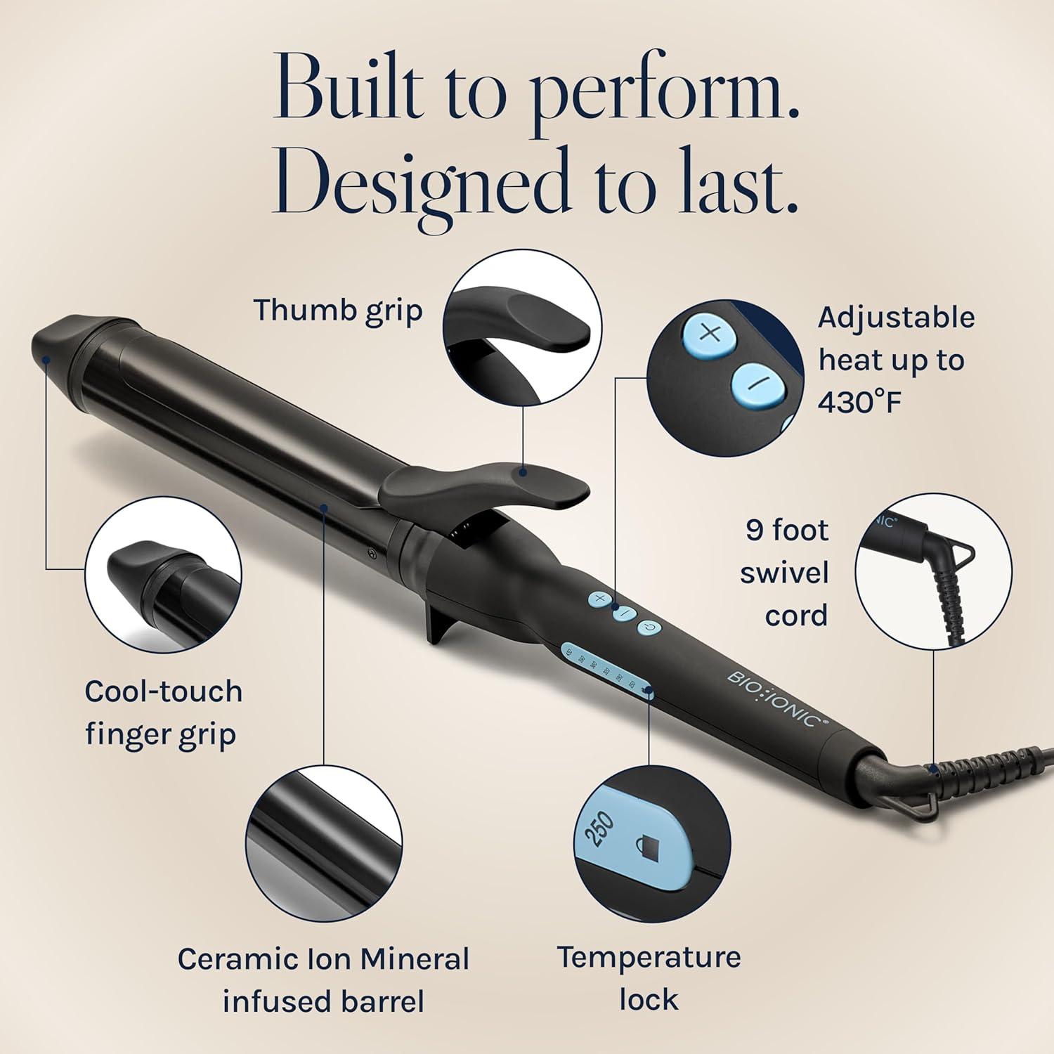 imageBio Ionic Long Barrel StylerCurling Iron with Moisture Heat Technology amp NanoIonic MX Verstatile Curling WandBlack