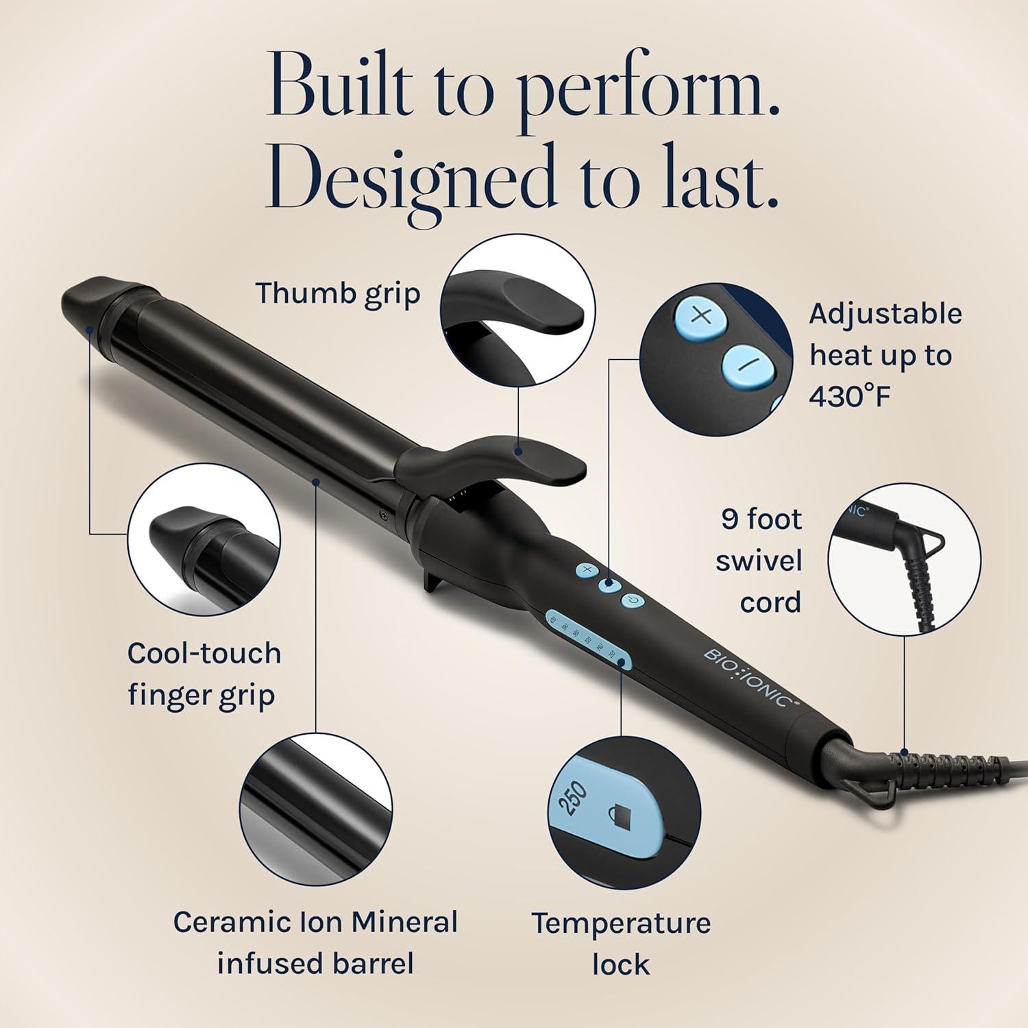 imageBio Ionic Long Barrel StylerCurling Iron with Moisture Heat Technology amp NanoIonic MX Verstatile Curling WandBlack