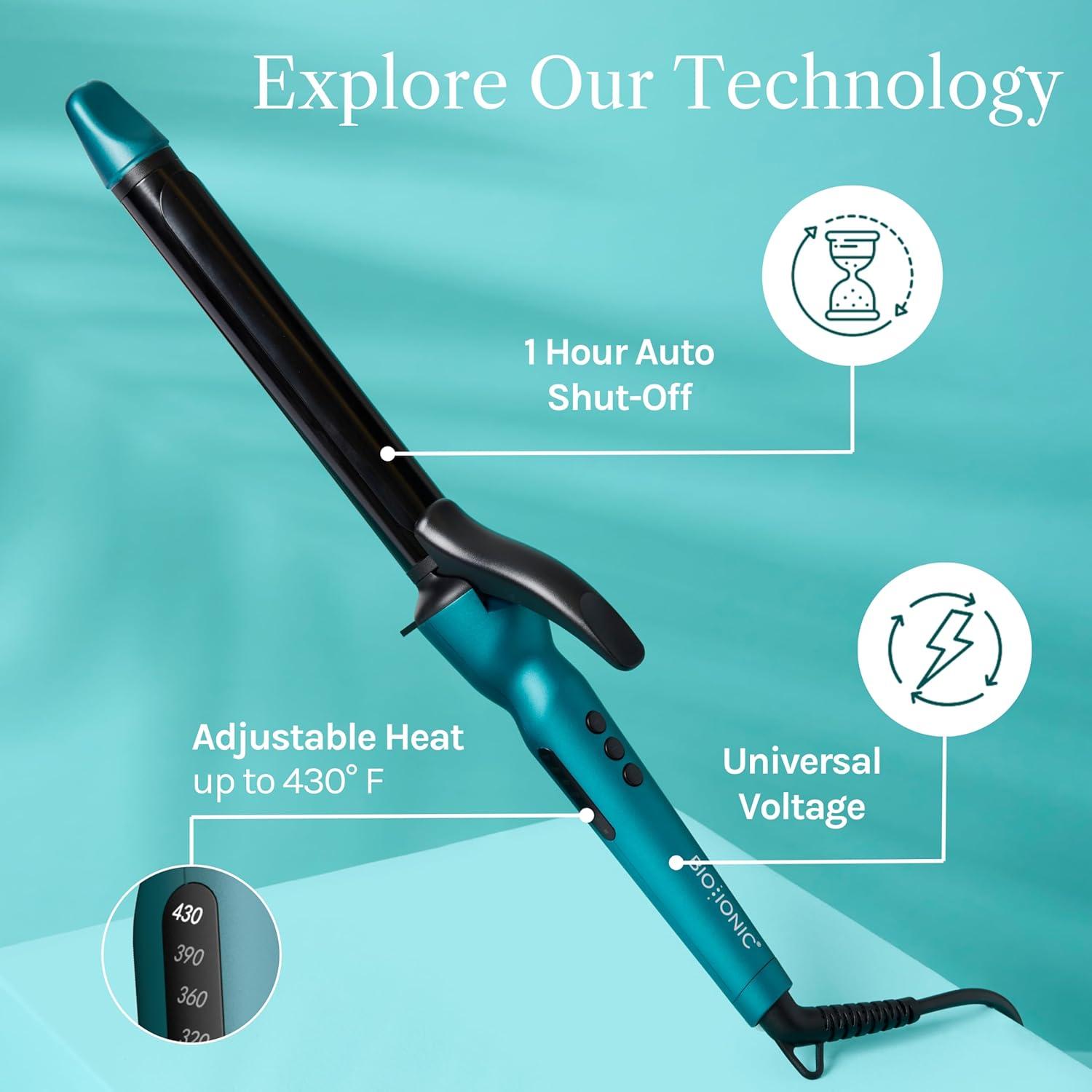 imageBio Ionic Long Barrel StylerCurling Iron with Moisture Heat Technology amp NanoIonic MX Verstatile Curling WandTeal Tides Limited Edition