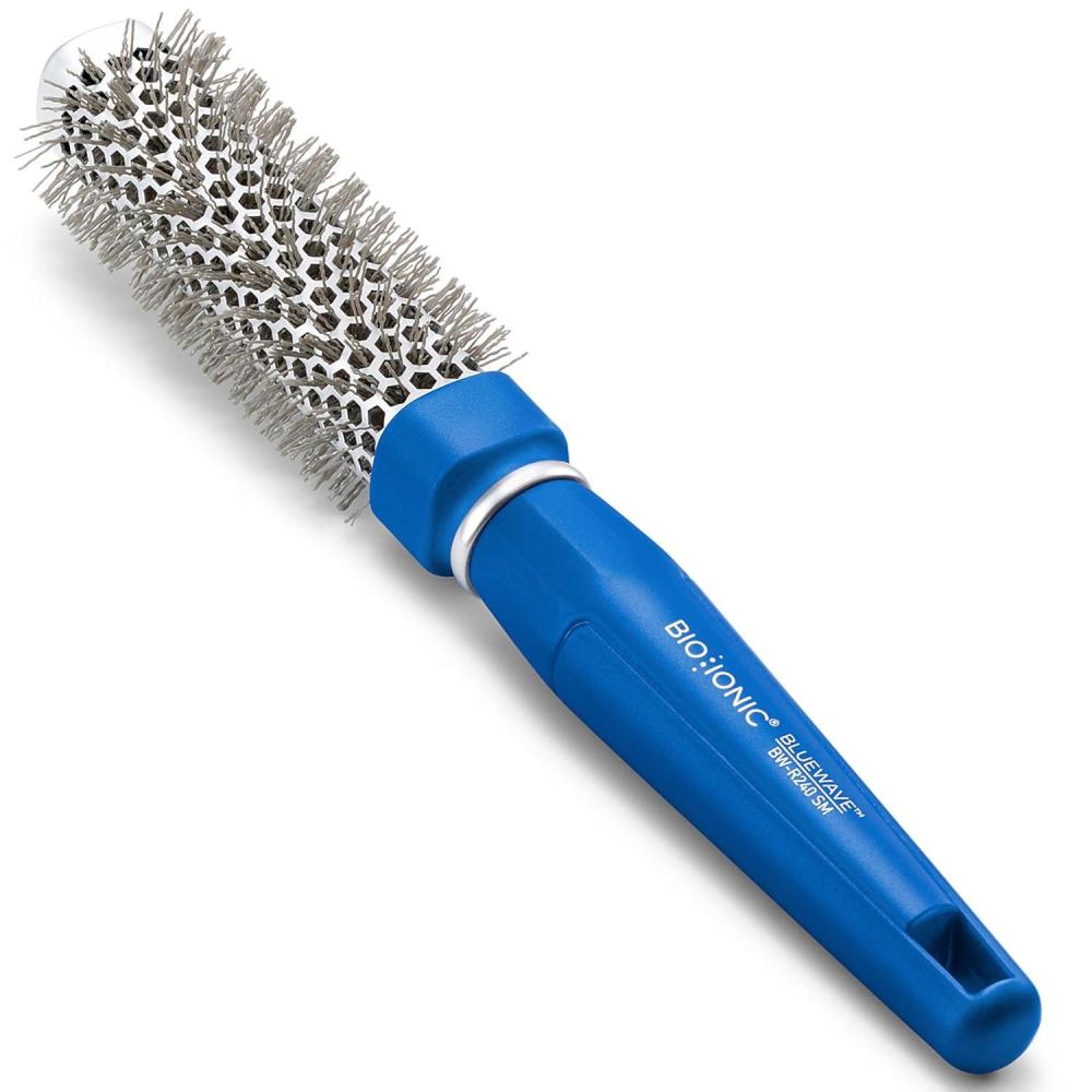 imageBio Ionic BlueWave Conditioning SquareRound Brush  Create Volume amp Smooth Hair Quickly Crimped Bristles Add Root Tension Styling Brush For Bouncy Blowouts All Hair Types amp Textures1 Inch  Small