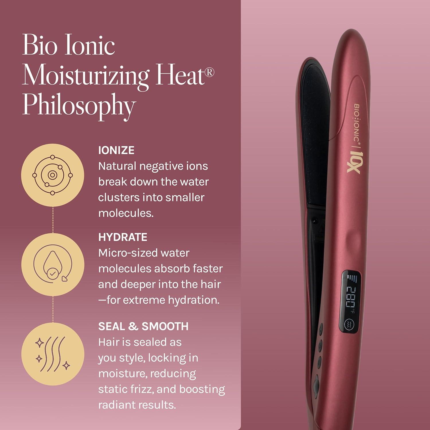 imageBio Ionic 10X Styling Iron Hair Straightener with 1 Sonic Vibrating Plates Flat Iron with Ion Generating Mineral Complex Versatile Styler for Wavy amp Straight HairstylesVelvet Rouge Limited Edition