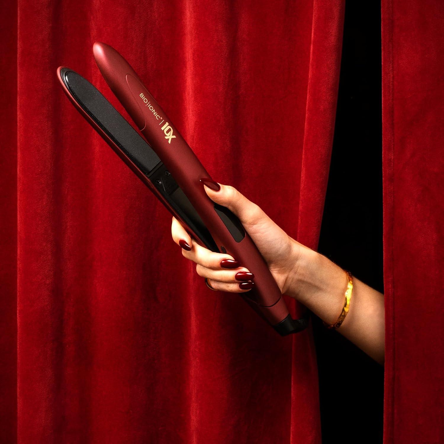 imageBio Ionic 10X Styling Iron Hair Straightener with 1 Sonic Vibrating Plates Flat Iron with Ion Generating Mineral Complex Versatile Styler for Wavy amp Straight HairstylesVelvet Rouge Limited Edition