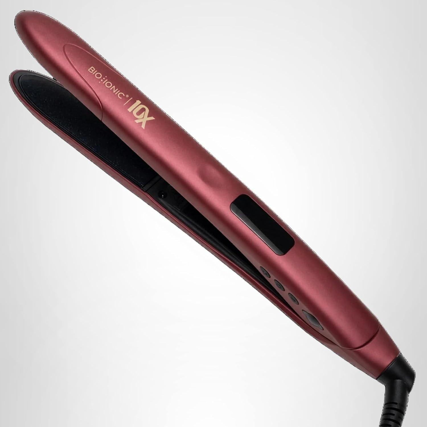 imageBio Ionic 10X Styling Iron Hair Straightener with 1 Sonic Vibrating Plates Flat Iron with Ion Generating Mineral Complex Versatile Styler for Wavy amp Straight HairstylesVelvet Rouge Limited Edition