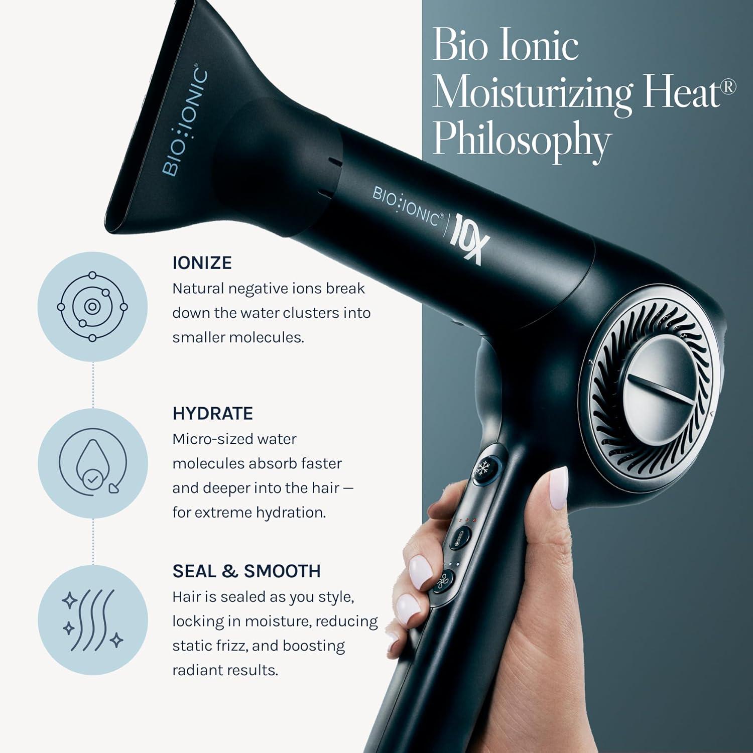 imageBio Ionic 10X Ultralight Speed Hair Dryer Blow Dryer with Adjustable Heat amp Speed Memory Function Professional Hair Styling Tool for Fast FrizzFree HairstylesBlack
