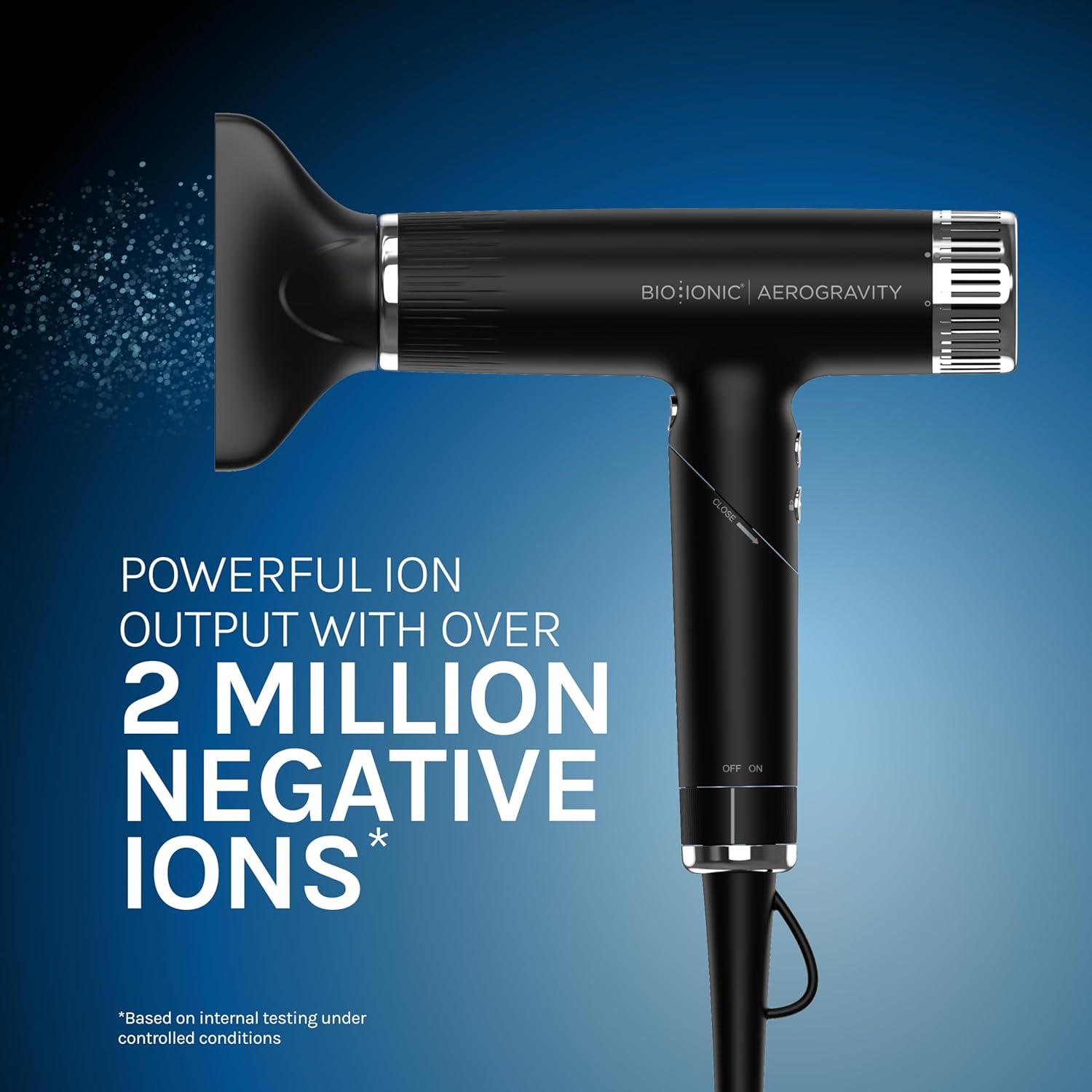 imageBio Ionic AeroGravity Featherlight Hair Dryer Foldable Handle Reduces Frizz amp Static Compact UltraLightweight Blow Dryer Dual Voltage Includes Diffuser amp Concentrator Nozzle Travel Essentials