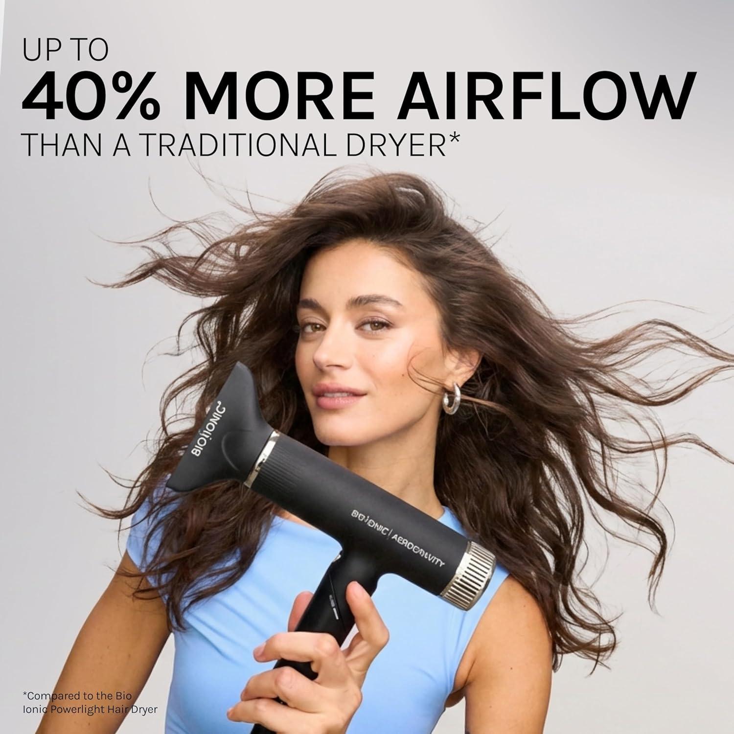 imageBio Ionic AeroGravity Featherlight Hair Dryer Foldable Handle Reduces Frizz amp Static Compact UltraLightweight Blow Dryer Dual Voltage Includes Diffuser amp Concentrator Nozzle Travel Essentials