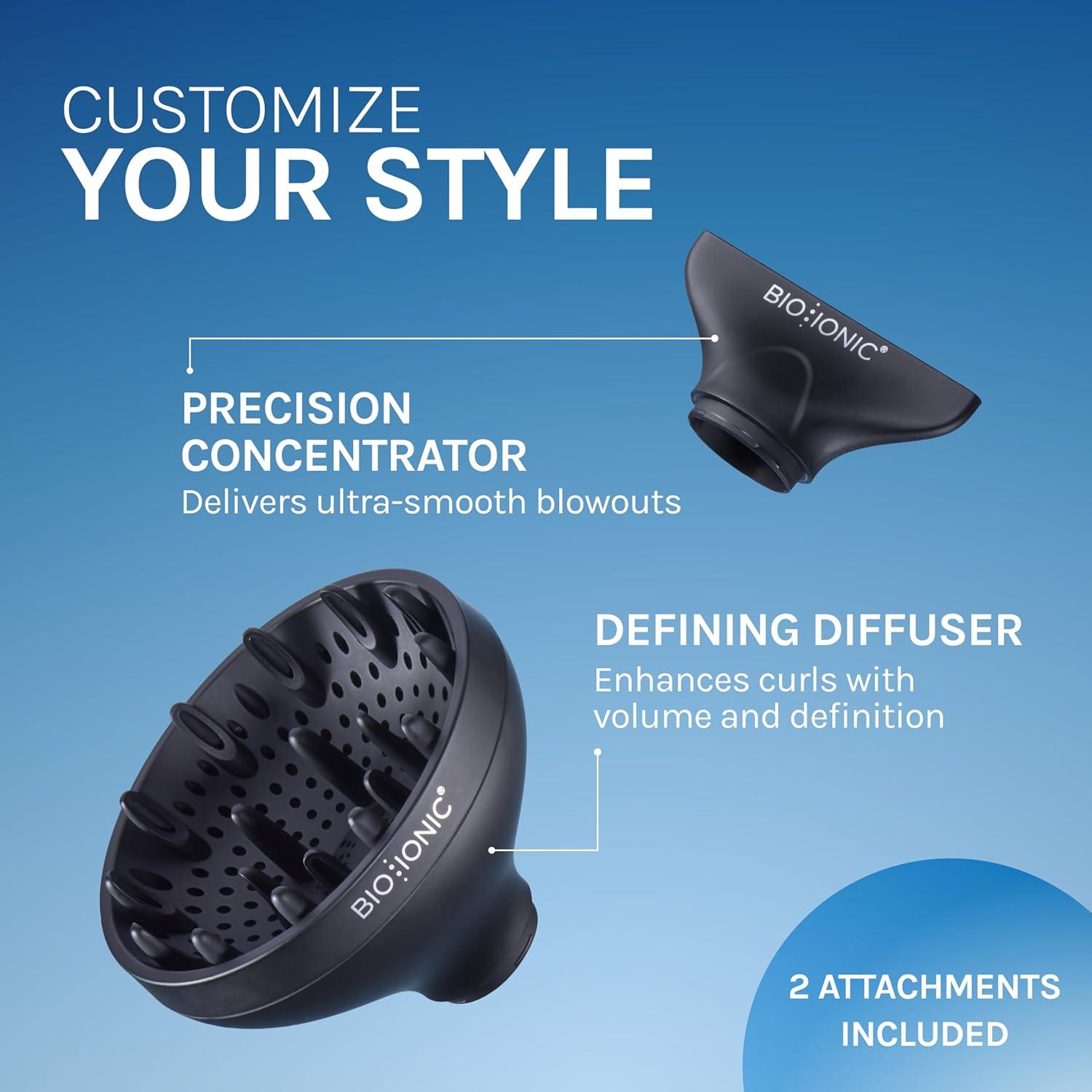 imageBio Ionic AeroGravity Featherlight Hair Dryer Foldable Handle Reduces Frizz amp Static Compact UltraLightweight Blow Dryer Dual Voltage Includes Diffuser amp Concentrator Nozzle Travel Essentials