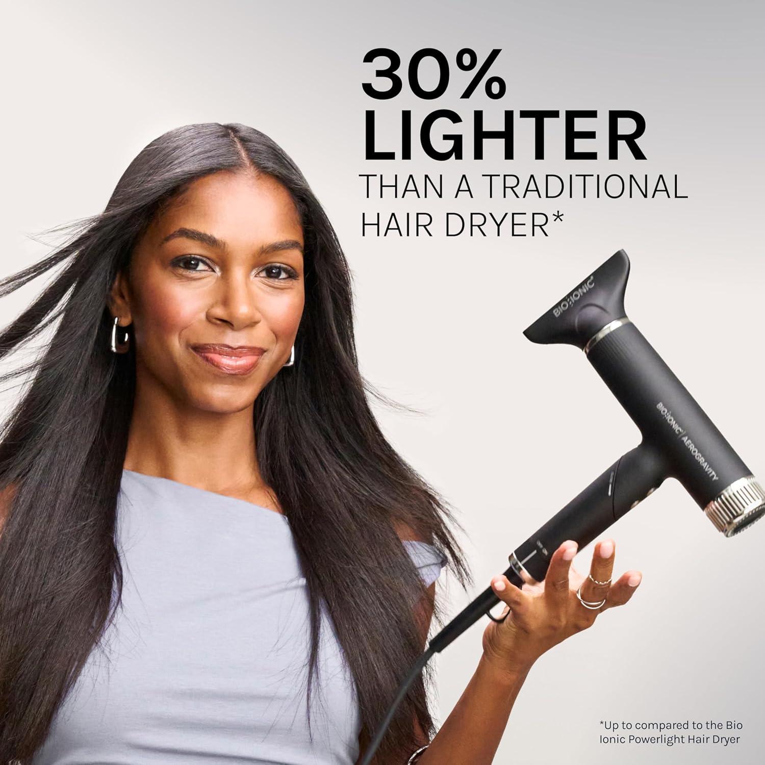 imageBio Ionic AeroGravity Featherlight Hair Dryer Foldable Handle Reduces Frizz amp Static Compact UltraLightweight Blow Dryer Dual Voltage Includes Diffuser amp Concentrator Nozzle Travel Essentials
