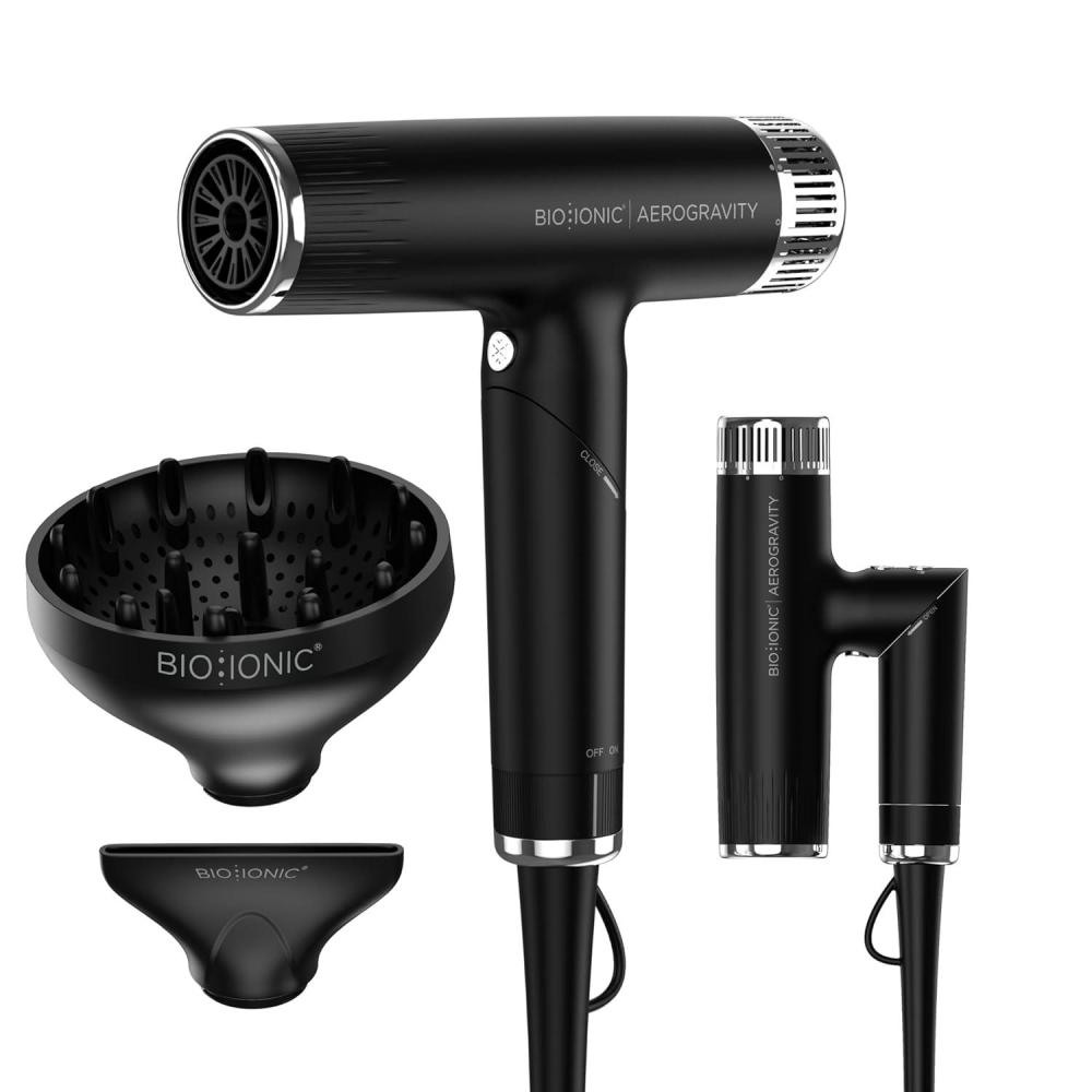 imageBio Ionic AeroGravity Featherlight Hair Dryer Foldable Handle Reduces Frizz amp Static Compact UltraLightweight Blow Dryer Dual Voltage Includes Diffuser amp Concentrator Nozzle Travel Essentials